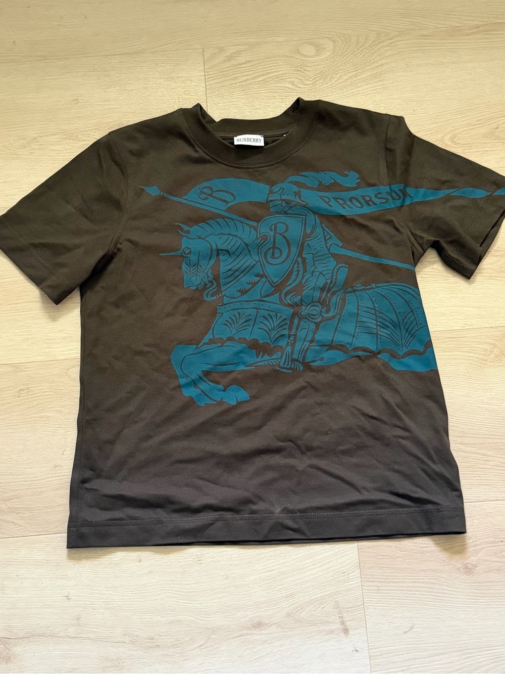 Burberry Black Tee with Teal Knight Graphic - ACCEPTING OFFERS